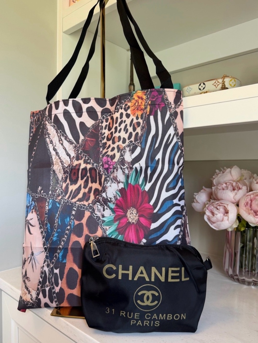 Floral Jungle Tote Bundle w CC made for Chanel GWP Logo Pouch! ⭐️